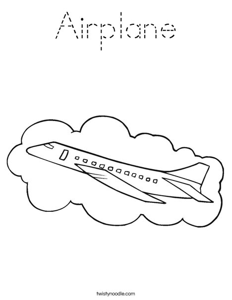 Airplane with Cloud Coloring Page