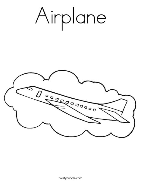 Airplane with Cloud Coloring Page