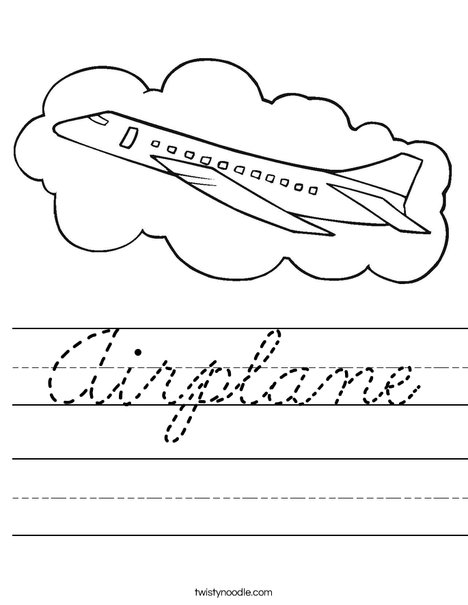 Airplane with Cloud Worksheet