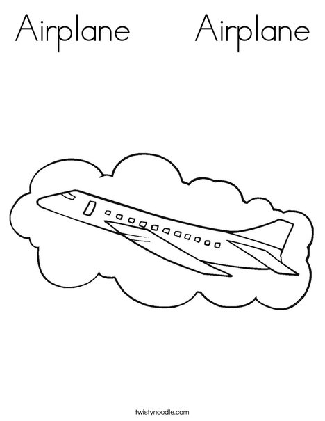 Airplane with Cloud Coloring Page