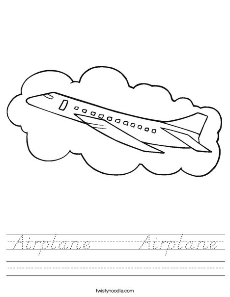 Airplane with Cloud Worksheet