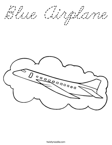 Airplane with Cloud Coloring Page