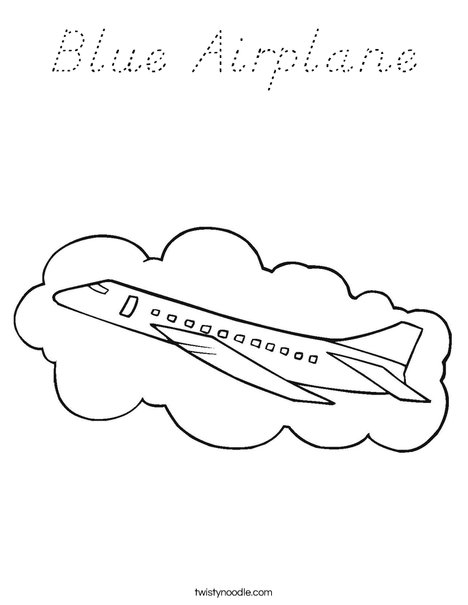 Airplane with Cloud Coloring Page