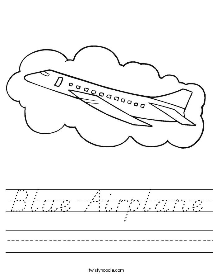 Blue Airplane Worksheet