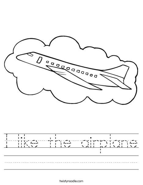 Airplane with Cloud Worksheet