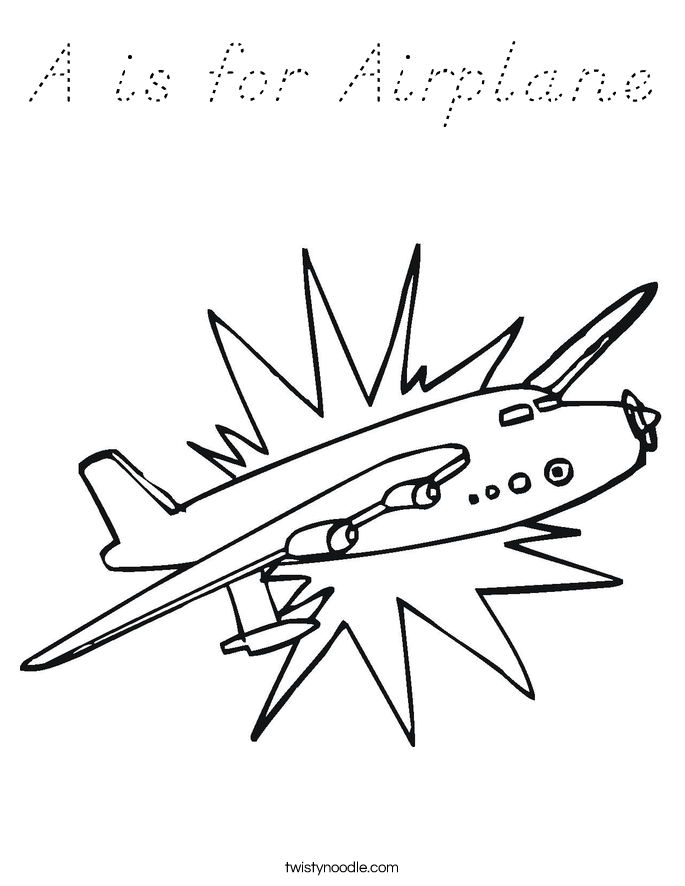A is for Airplane Coloring Page