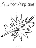 A is for Airplane Coloring Page