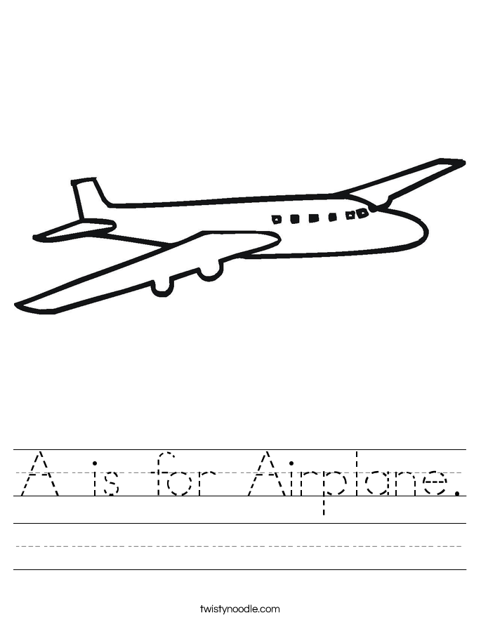 A is for Airplane. Worksheet