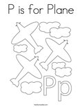 P is for Plane Coloring Page