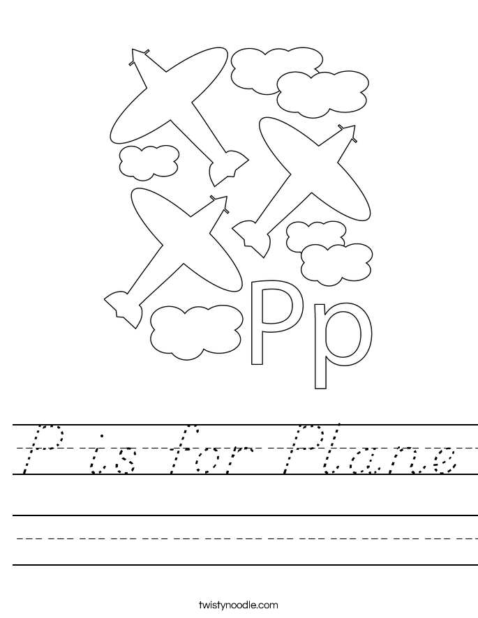 P is for Plane Worksheet