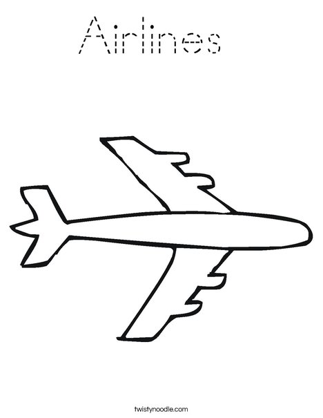 Airlines Coloring Page - Tracing - Twisty Noodle