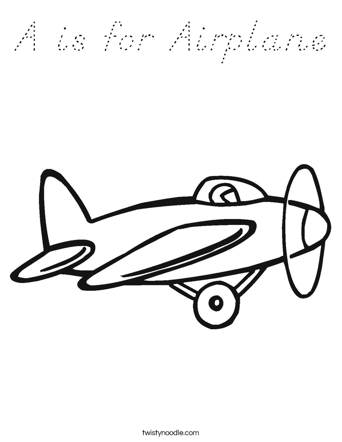 A is for Airplane Coloring Page