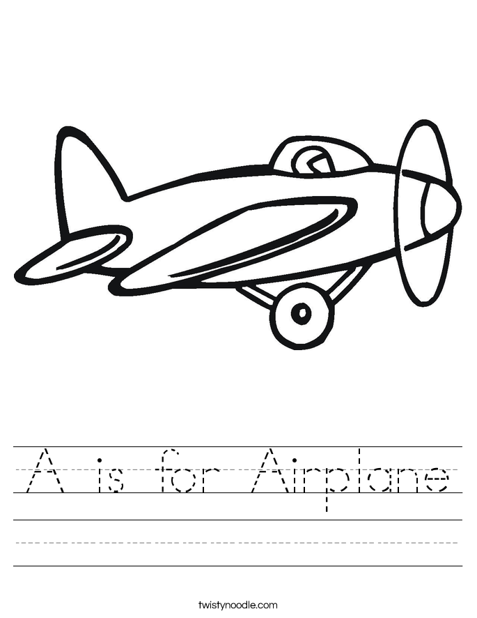 A is for Airplane Worksheet