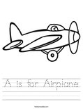 A is for Airplane Worksheet