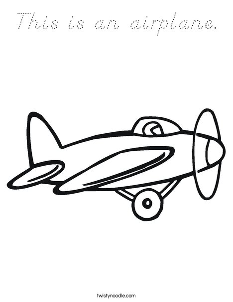 This is an airplane Coloring Page - D'Nealian - Twisty Noodle