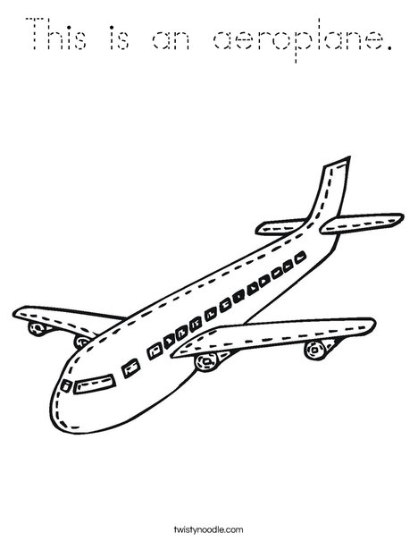 This is an aeroplane Coloring Page - Tracing - Twisty Noodle