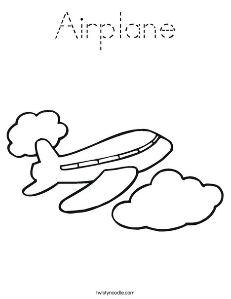 Airplane in the Clouds Coloring Page