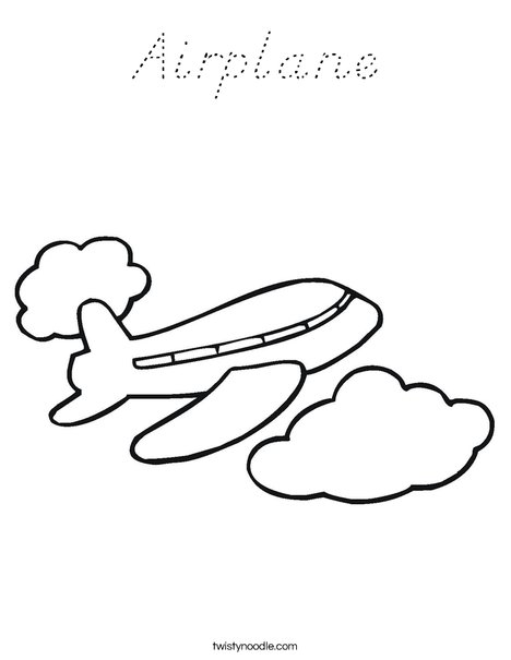Airplane in the Clouds Coloring Page