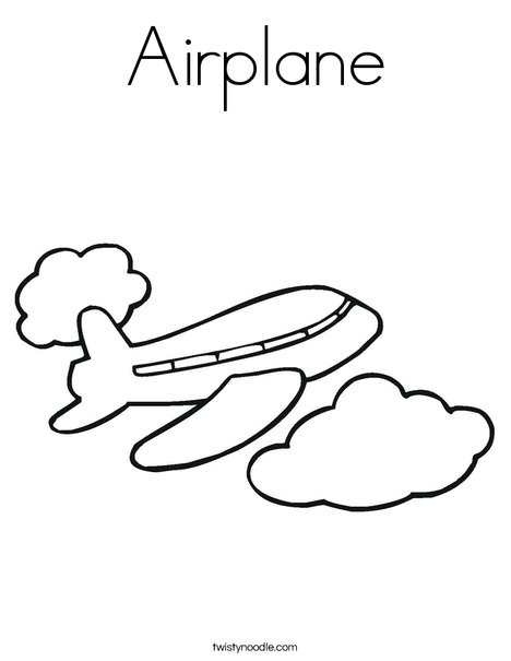 Airplane in the Clouds Coloring Page