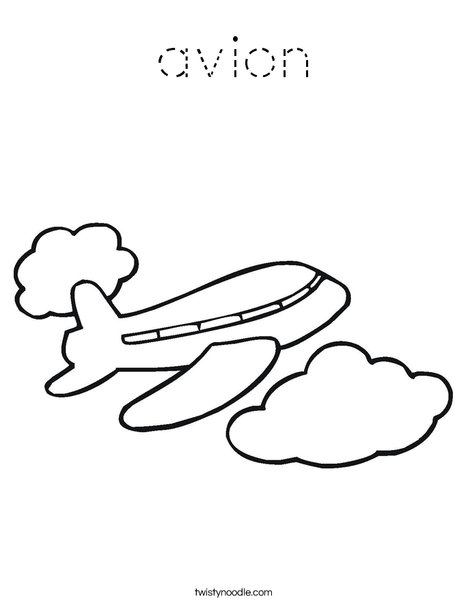Airplane in the Clouds Coloring Page