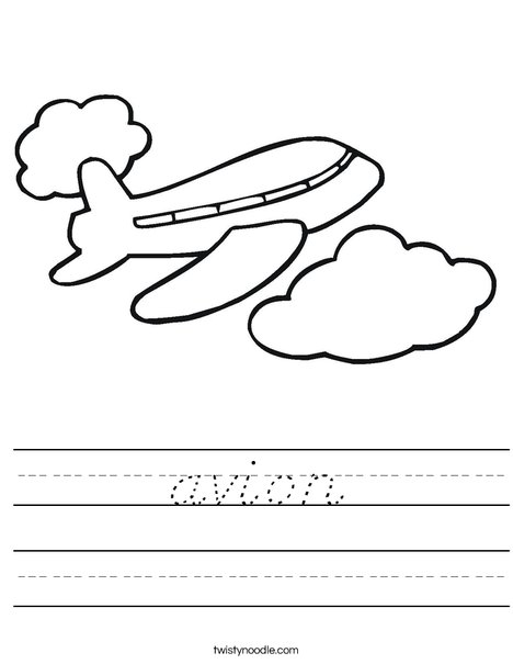 Airplane in the Clouds Worksheet