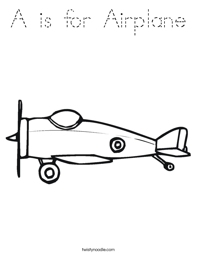 A is for Airplane Coloring Page