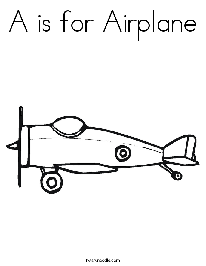 A is for Airplane Coloring Page