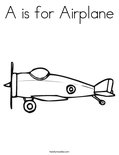 A is for Airplane Coloring Page