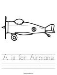 A is for Airplane Worksheet