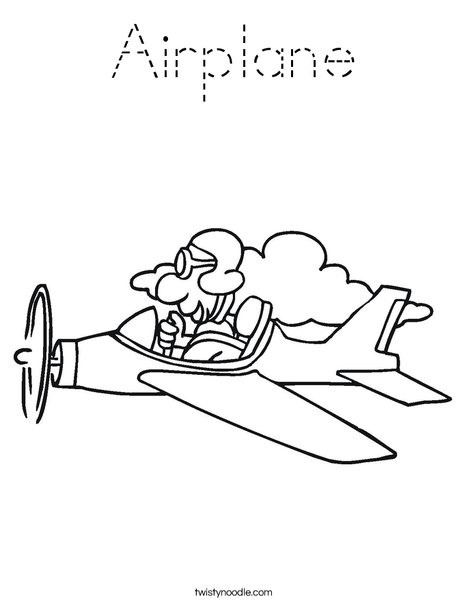 Airplane with Pilot Coloring Page
