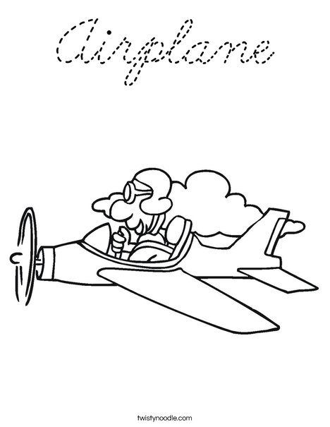 Airplane with Pilot Coloring Page