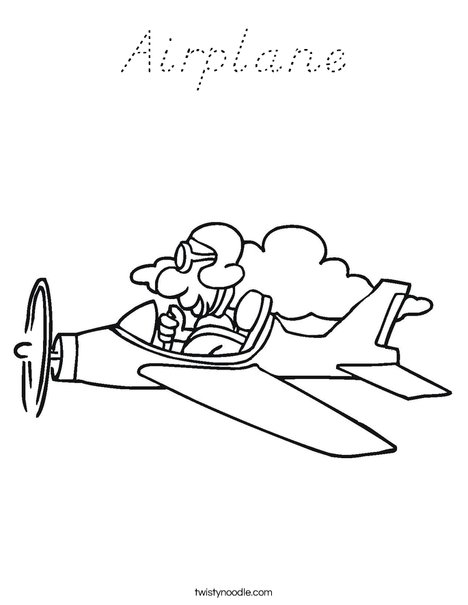 Airplane with Pilot Coloring Page