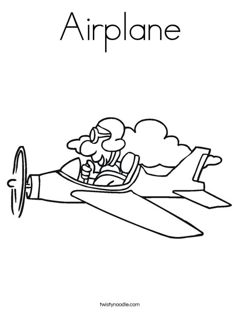 Airplane with Pilot Coloring Page