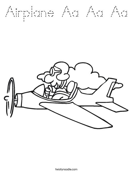 Airplane with Pilot Coloring Page