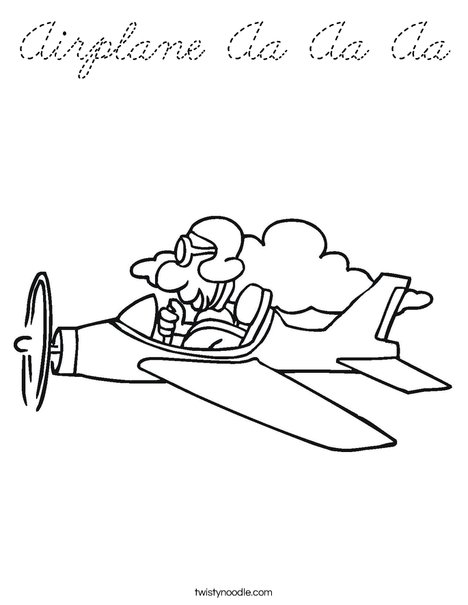 Airplane with Pilot Coloring Page