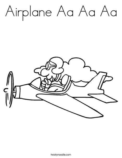 Airplane with Pilot Coloring Page