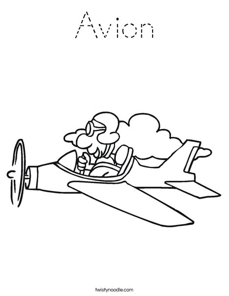 Airplane with Pilot Coloring Page
