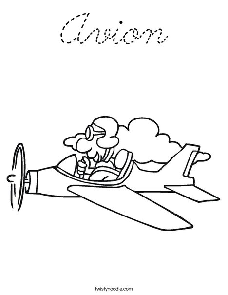 Airplane with Pilot Coloring Page