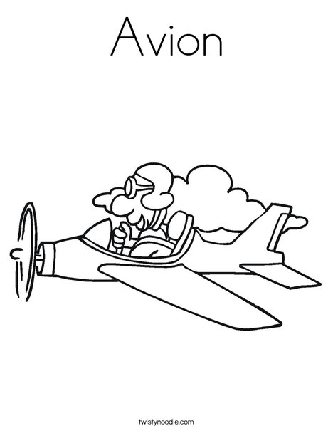 Airplane with Pilot Coloring Page