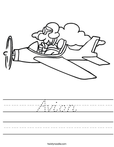 Airplane with Pilot Worksheet