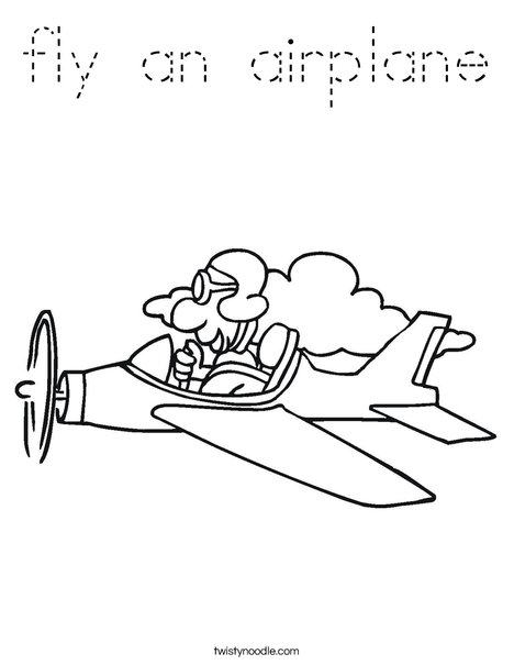 Airplane with Pilot Coloring Page