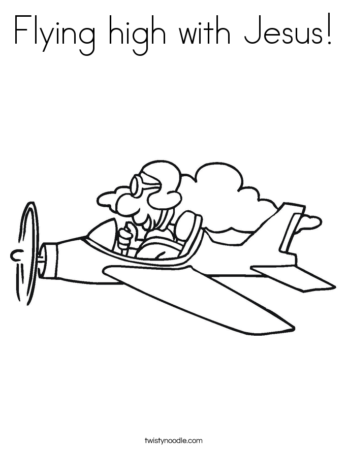 Flying high with Jesus! Coloring Page
