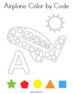 Airplane Color by Code Coloring Page
