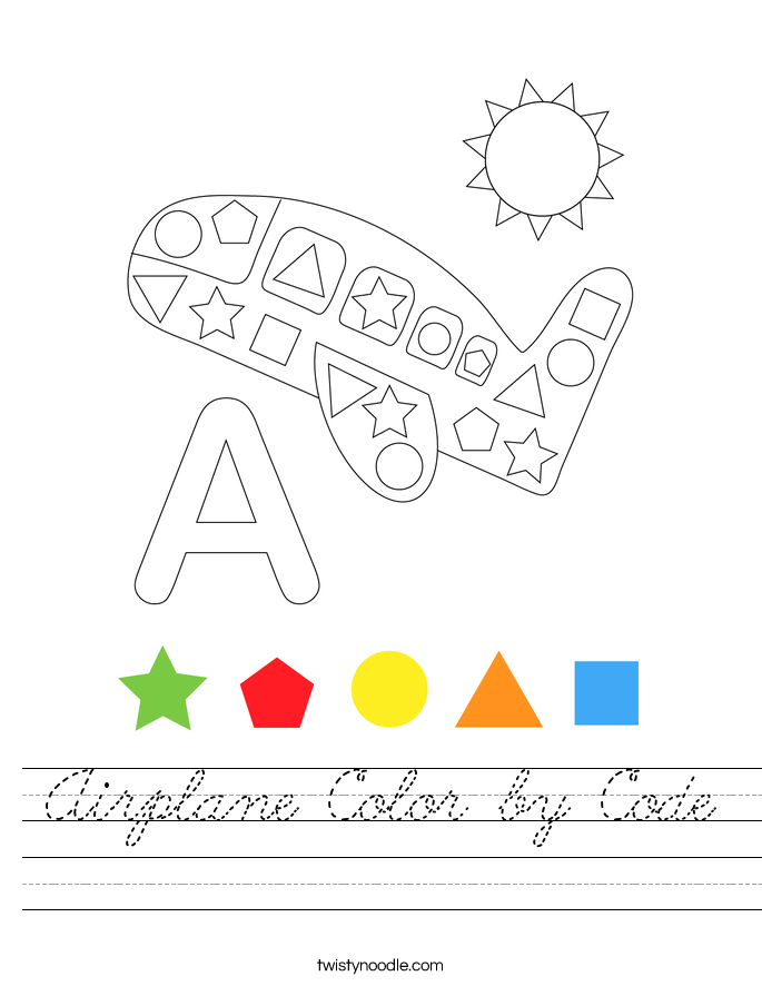 Airplane Color by Code Worksheet