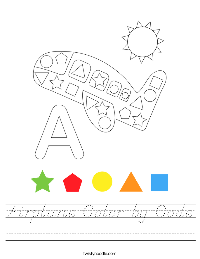 Airplane Color by Code Worksheet