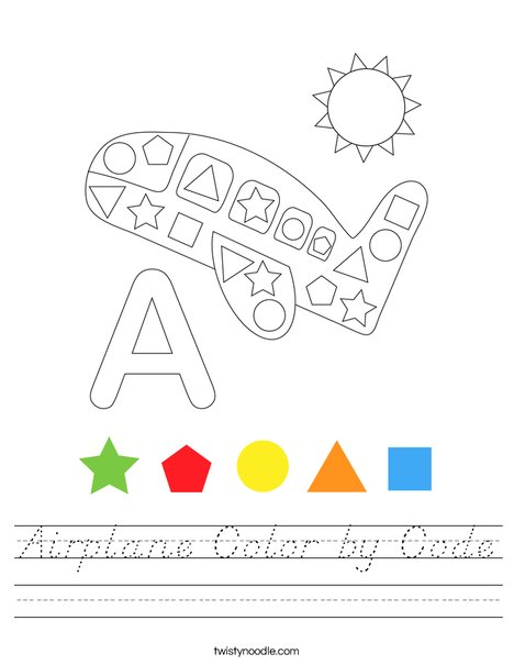 Airplane Color by Code Worksheet