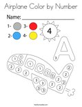 Airplane Color by Number Coloring Page