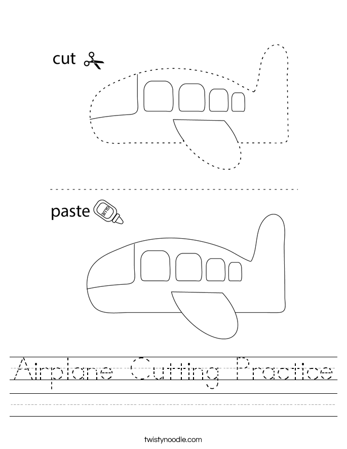 Airplane Cutting Practice Worksheet