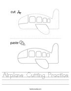 Airplane Cutting Practice Handwriting Sheet