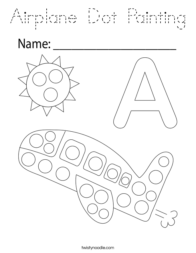 Airplane Dot Painting Coloring Page